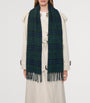 Green Cashmere-Blend Speckled Check Scarf