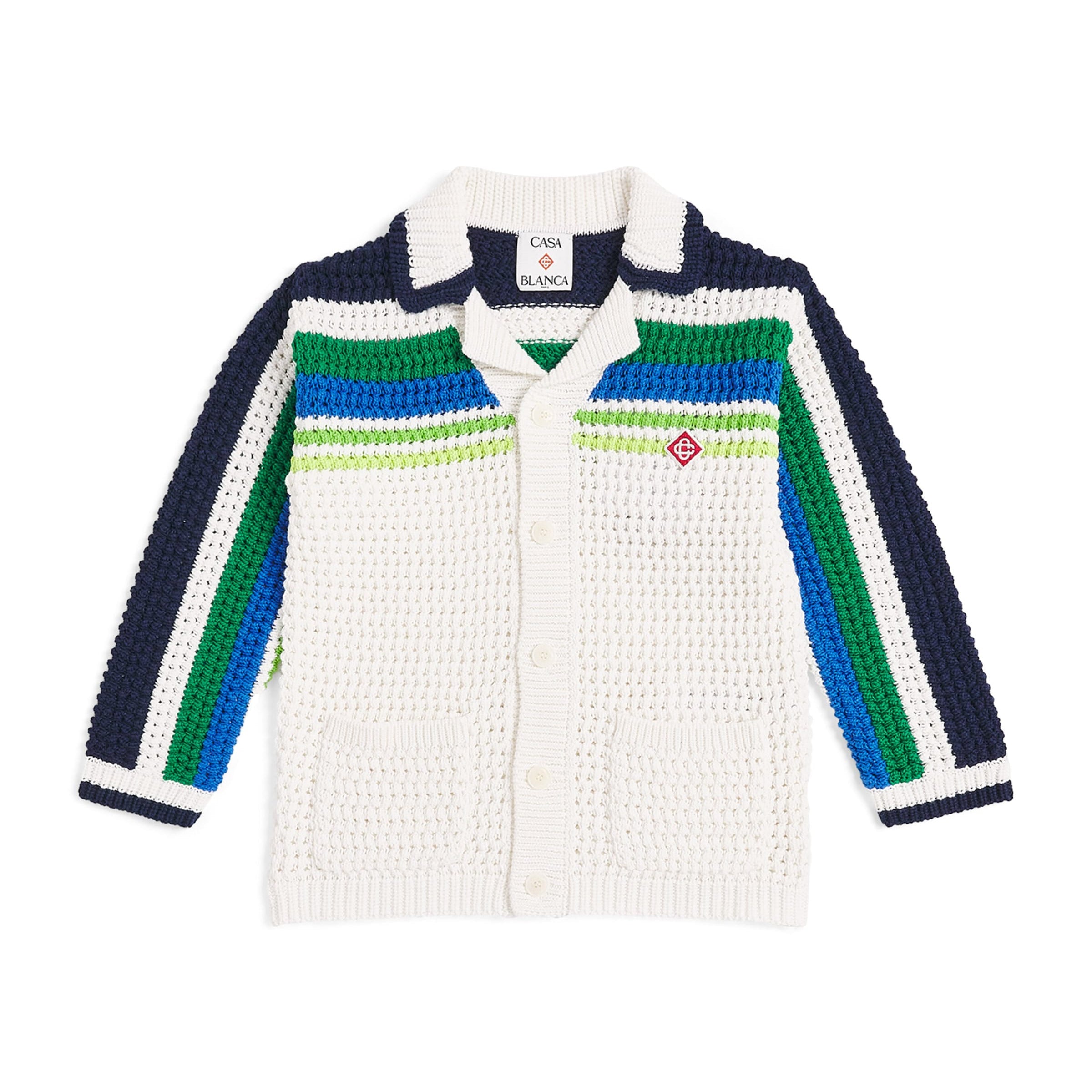 Casablanca Kids Cotton Crochet Stripe Shirt (3-14 Years)