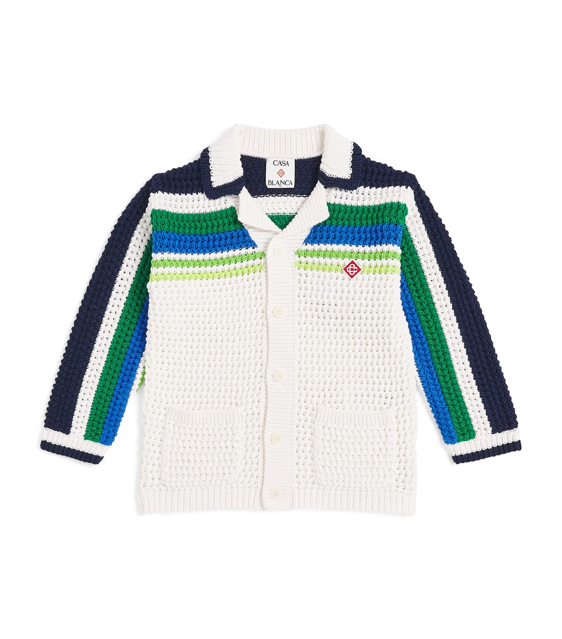 Casablanca Kids Cotton Crochet Stripe Shirt (3-14 Years)