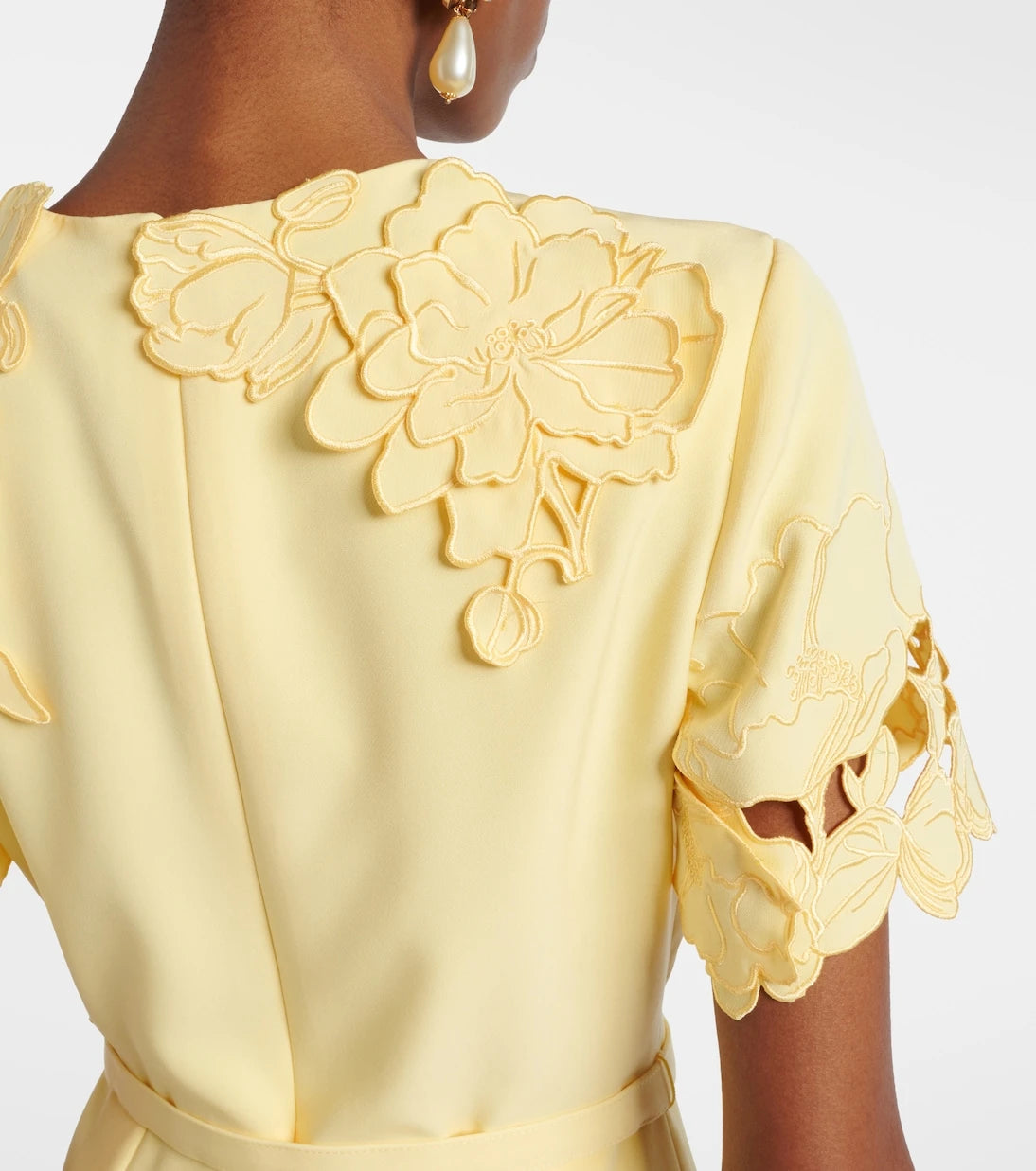 Leo Lin - Aurelie belted floral-appliqué minidress