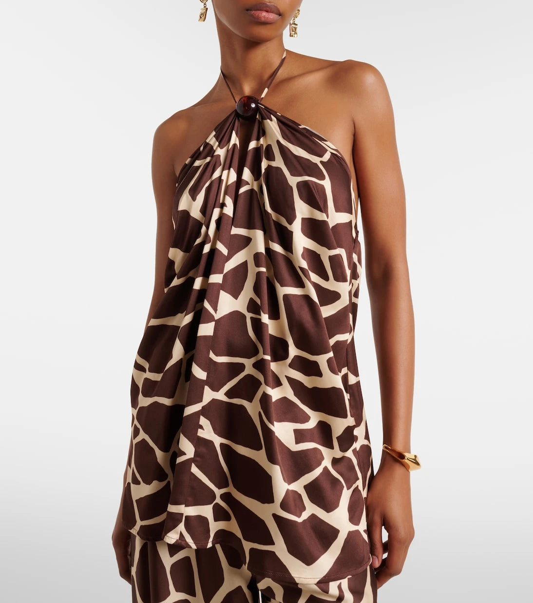 Faithfull - Jensen animal-print halterneck satin top