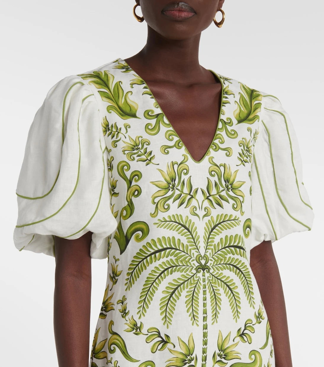 Farm Rio - Milani Off-White printed linen minidress