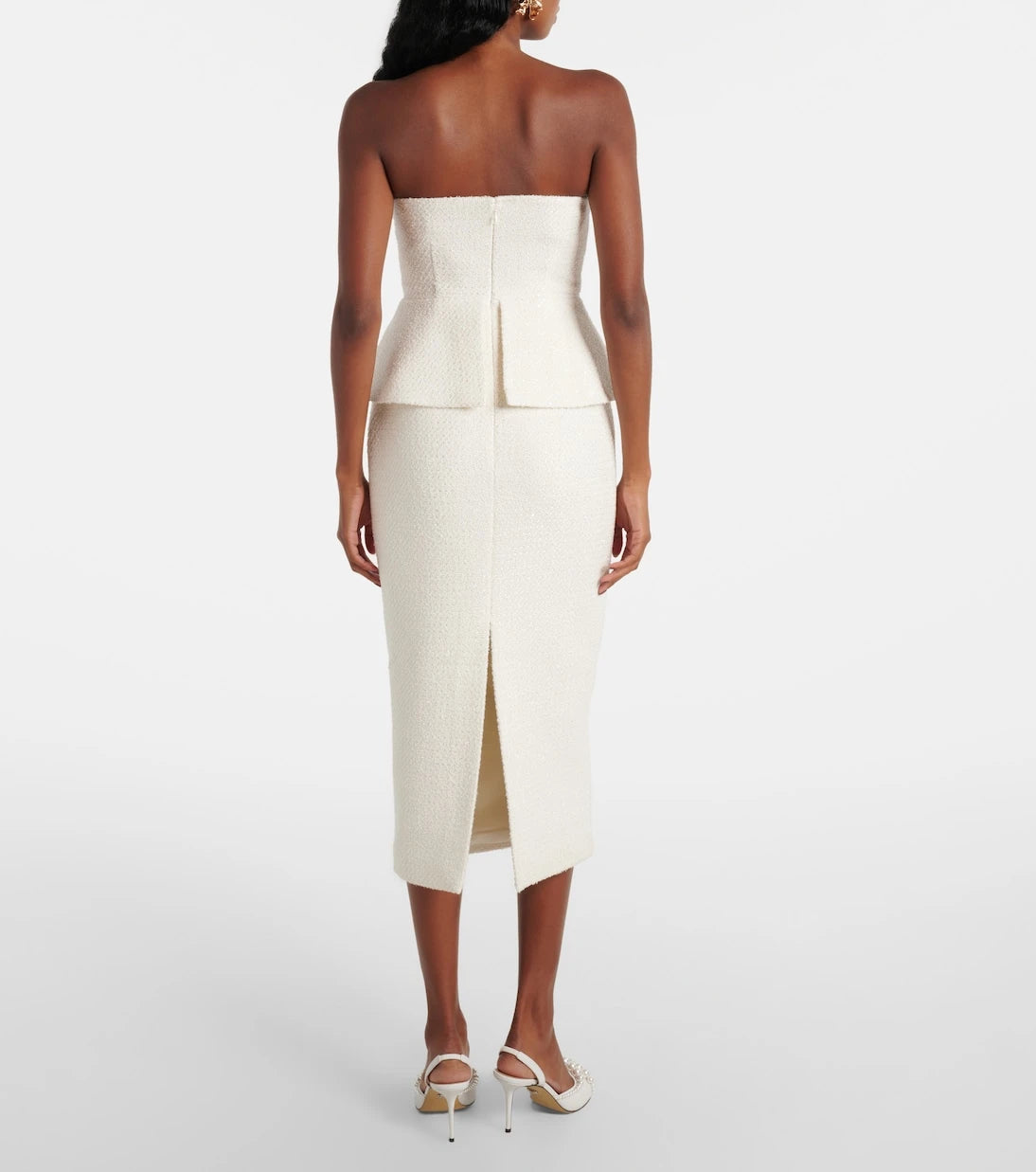 Self-Portrait - Bridal sequinned bouclé midi dress