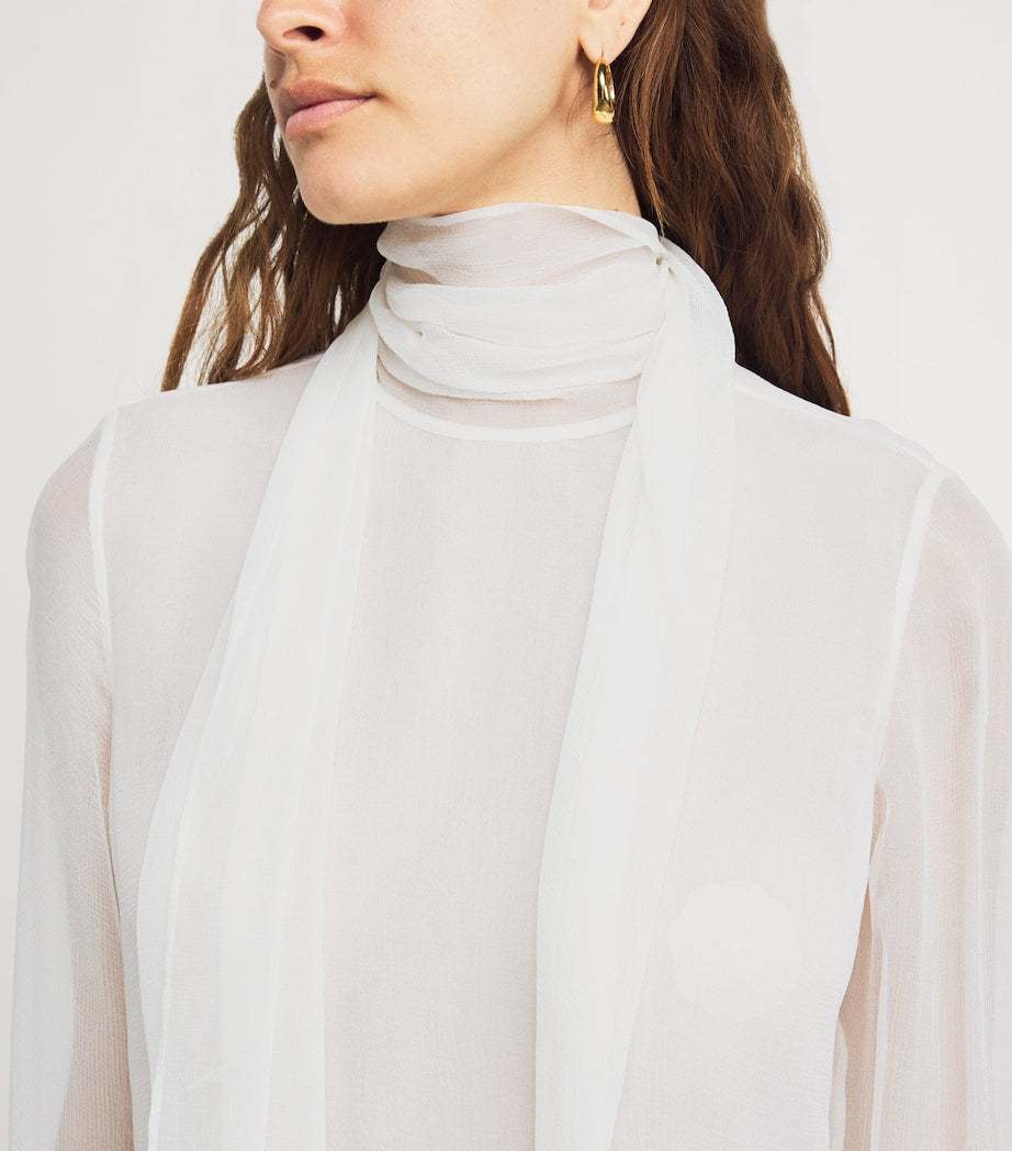 Ivory Silk Wisp Tie Blouse