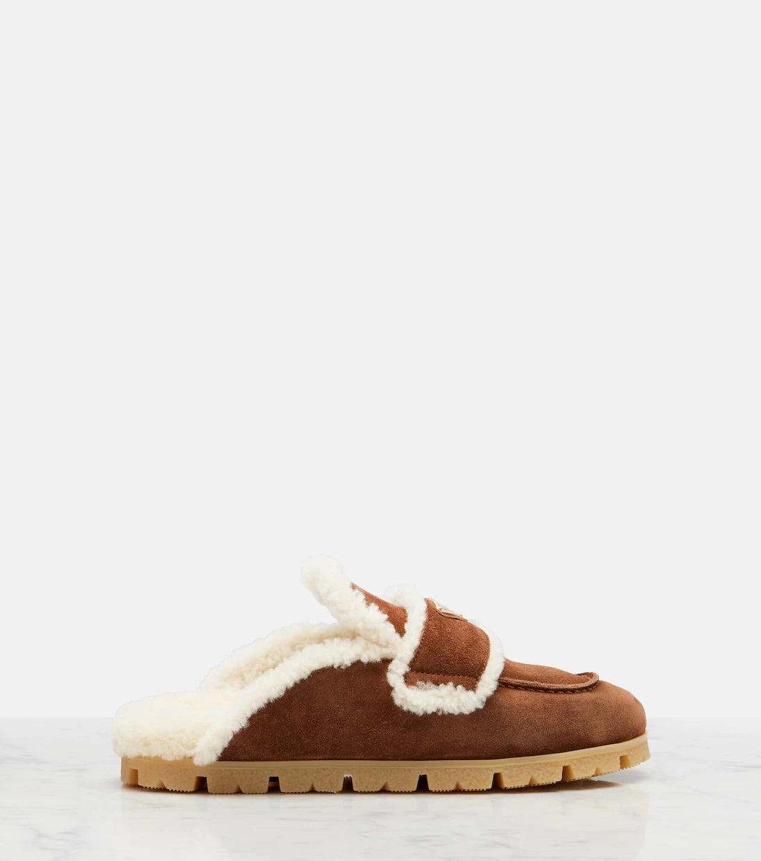 Prada - Shearling-lined suede mules