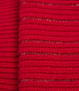 Red Wool-Silk Sparkling Ribbed Beanie