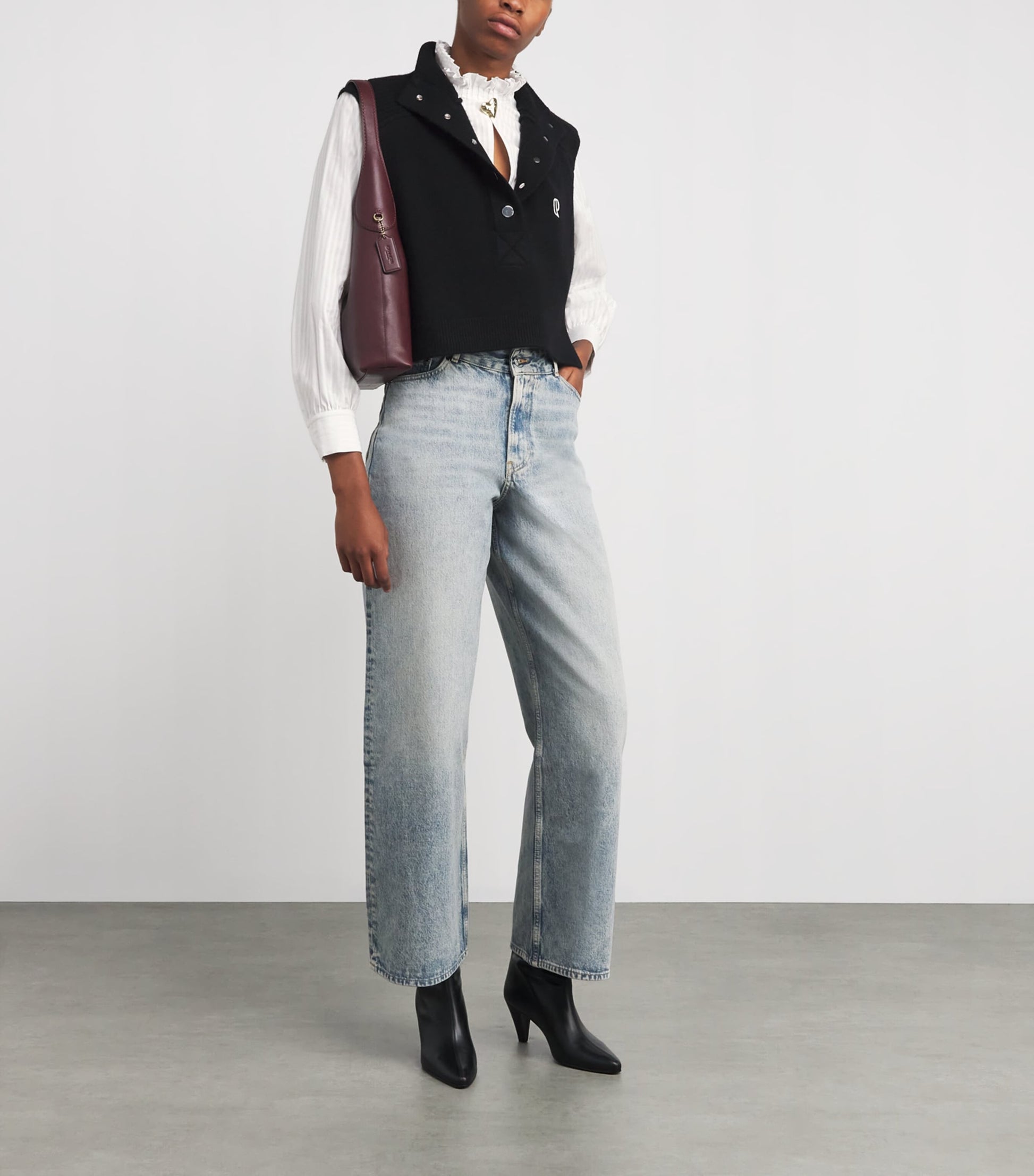 White Cotton Ruffled Collar Blouse