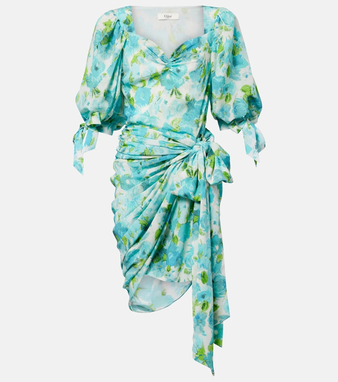 Chloé - Draped floral silk minidress