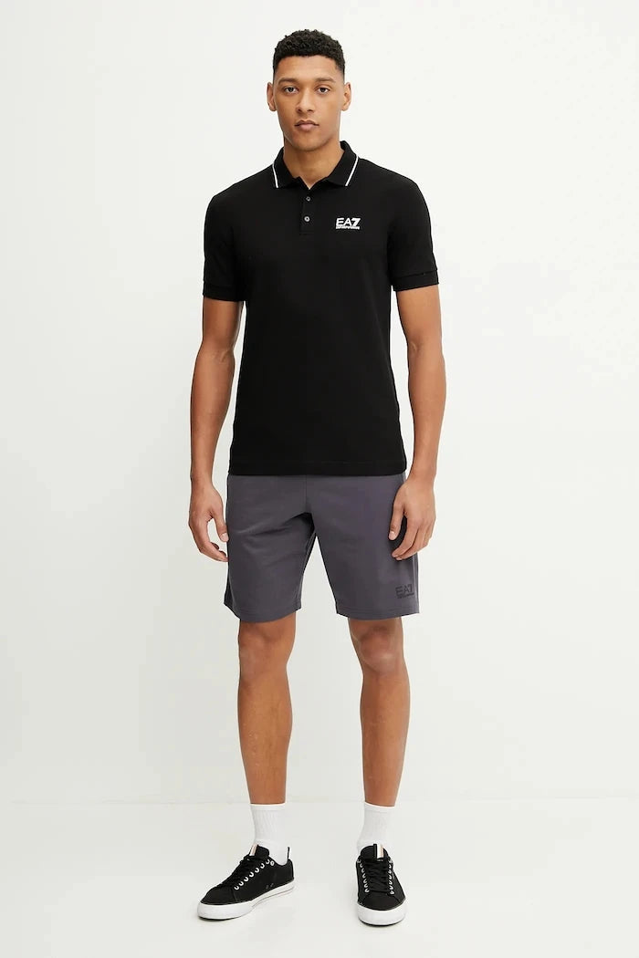 EA7 Emporio Armani erkek pamuklu elastan yakalı tişört