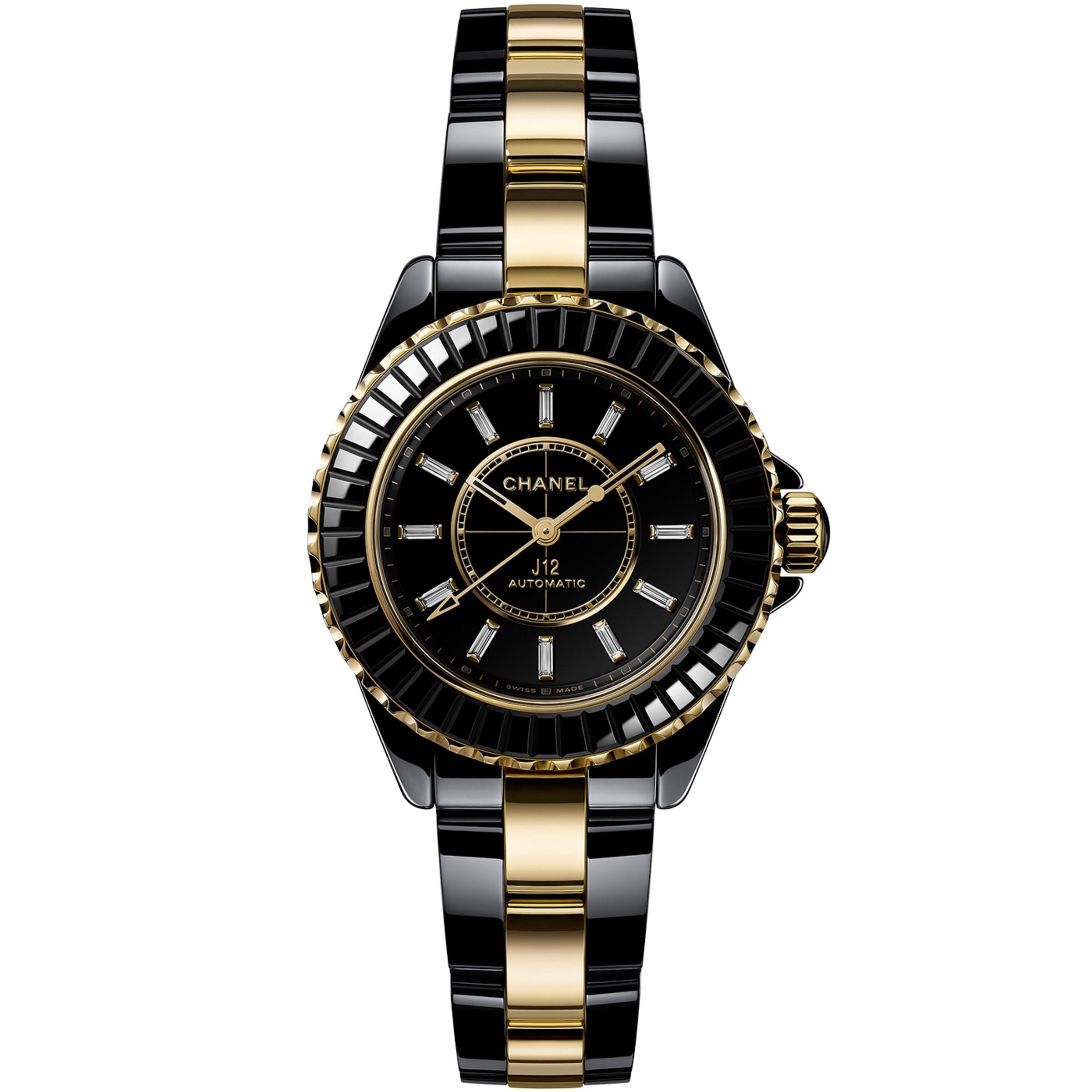 CHANEL Yellow Gold, Ceramic and Diamond J12 Calibre 12.2 Watch 33mm