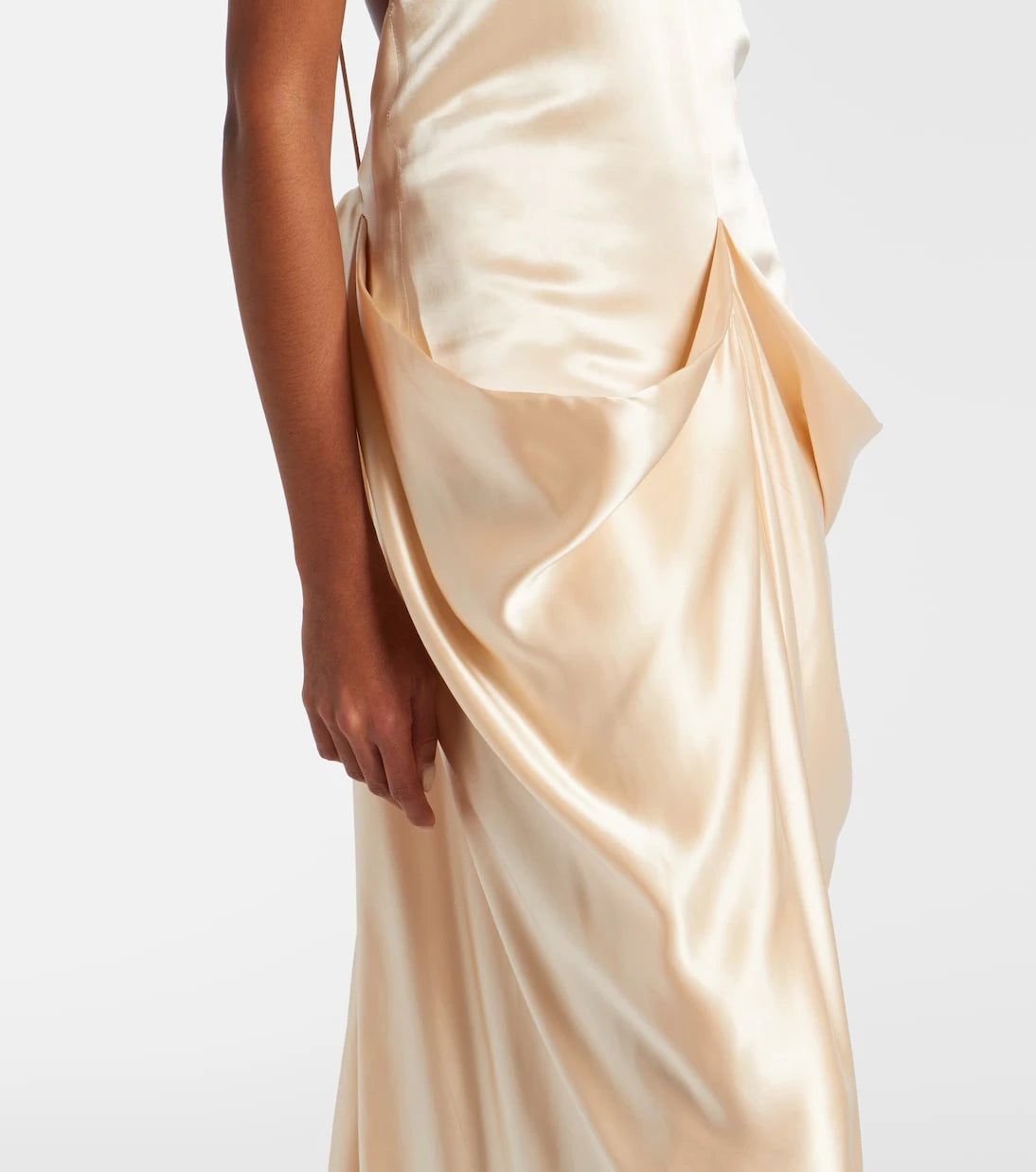 Khaite - Draped gathered satin maxi dress
