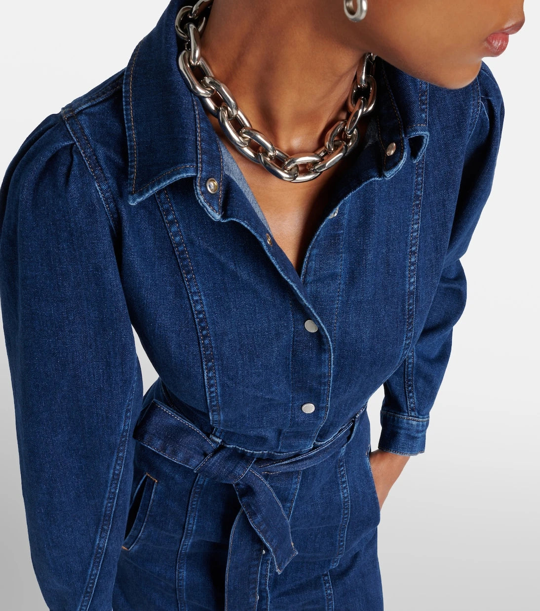 7 For All Mankind - فستان دنيم متوسط الطول