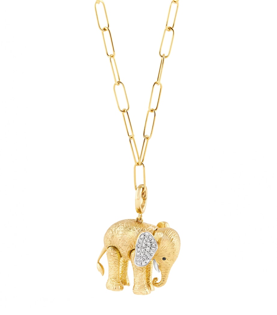 Yellow Gold and Diamond Mother Elephant Charm