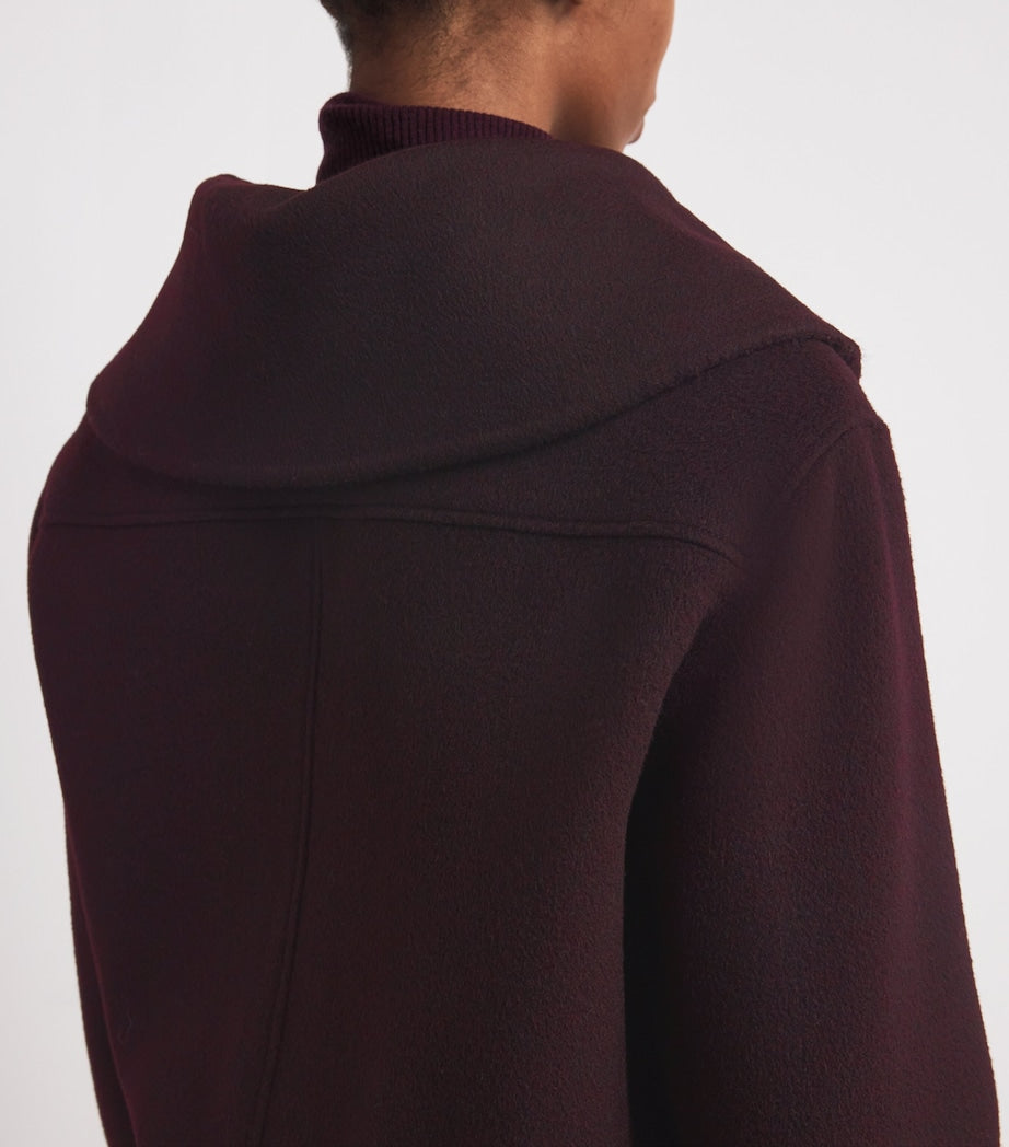 Yves Salomon Red Wool-Cashmere Fur-Trim Jacket