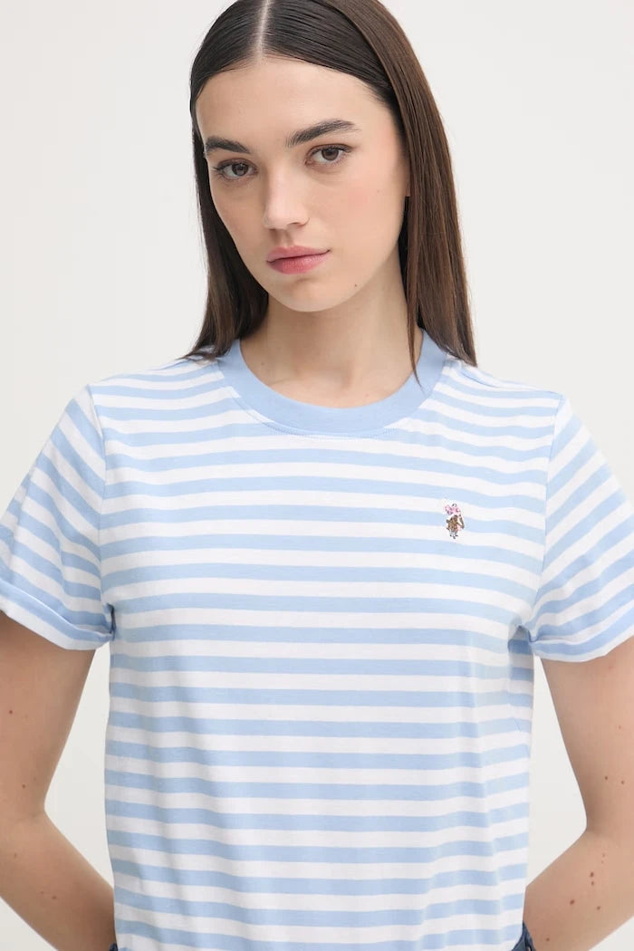 U.S. Polo Assn. тениска дамска от памук STRIPE CREW NECK