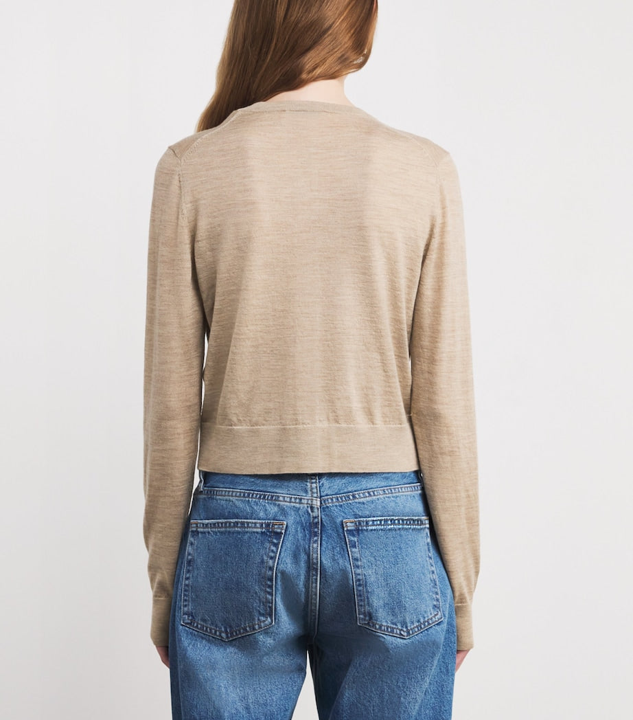 Beige Wool-Cashmere Moni Cropped Cardigan