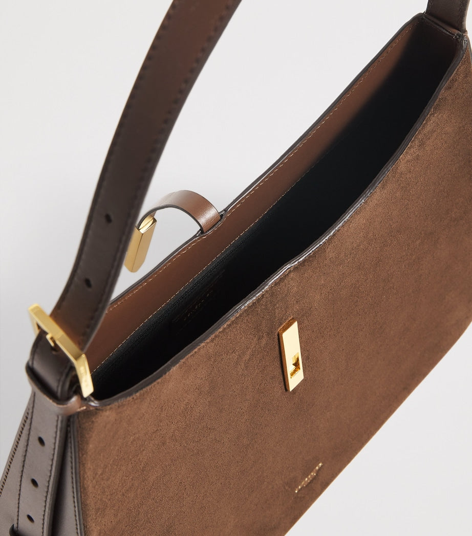 Demellier Brown Large Suede Tokyo Shoulder Bag