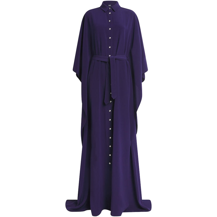 Purple Satin Kaftan Maxi Dress