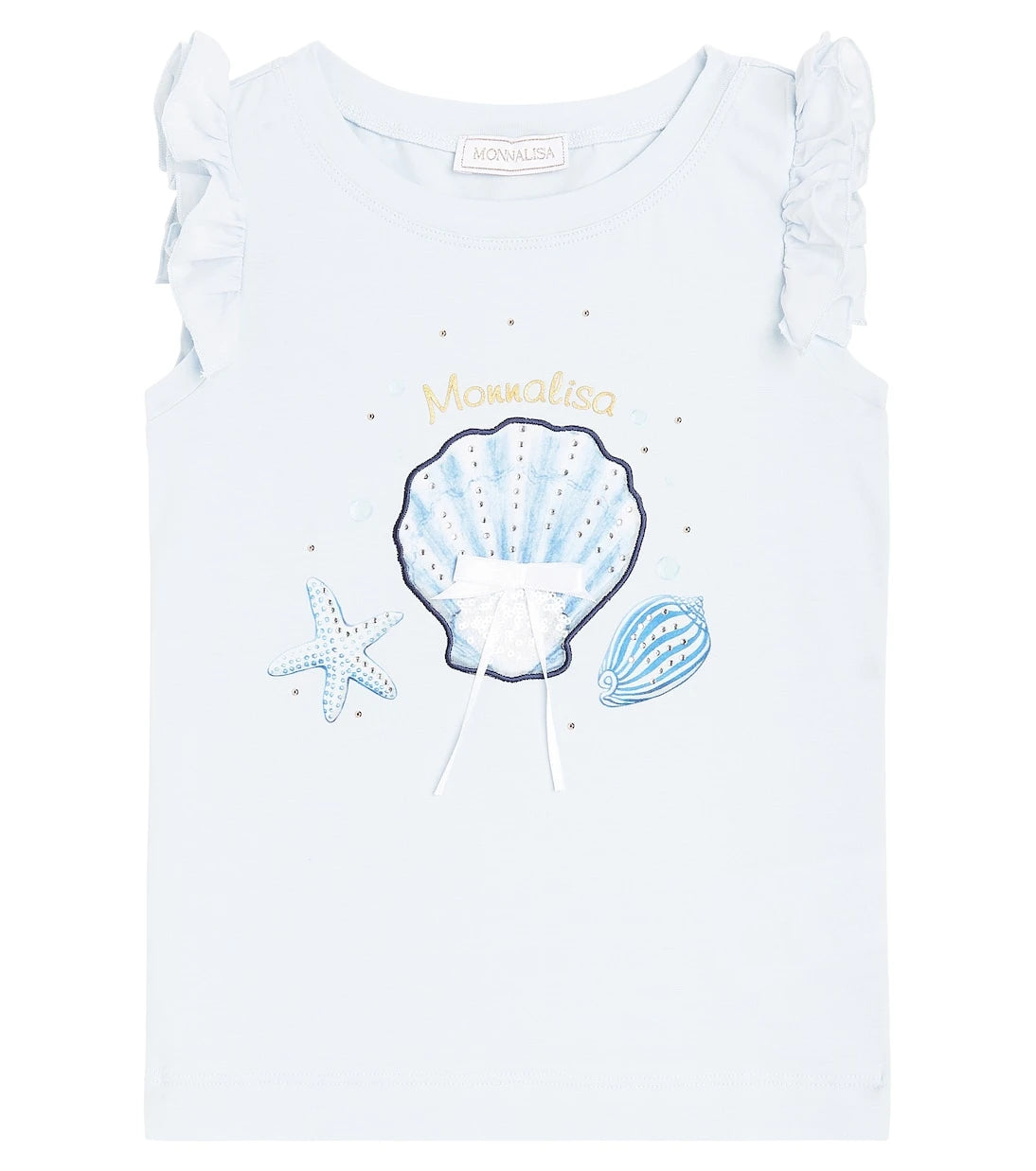 Monnalisa - Printed ruffled cotton jersey top