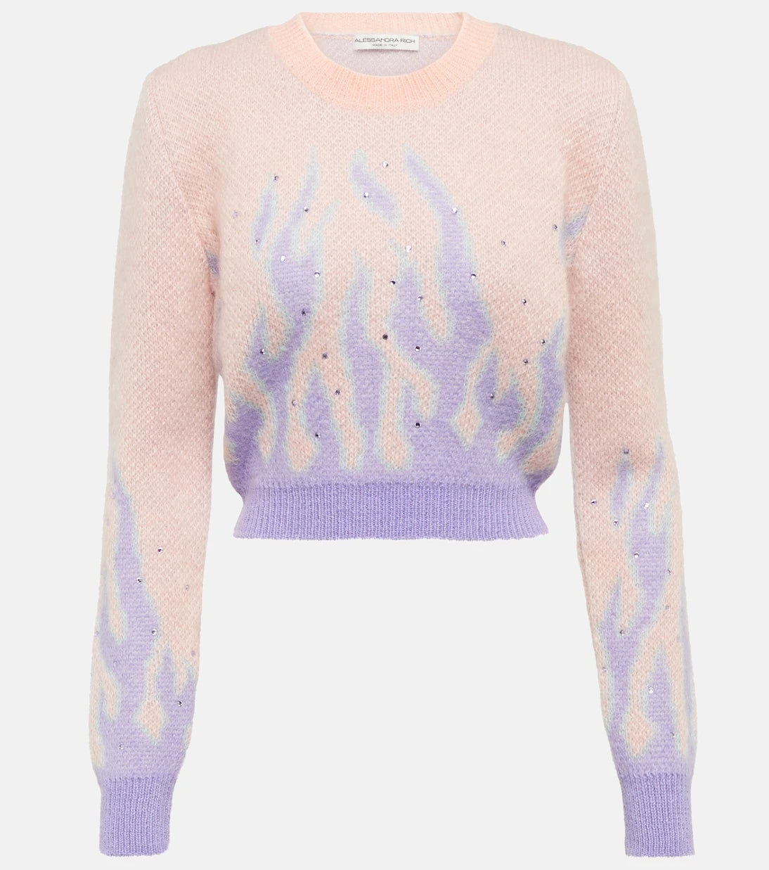 Alessandra Rich - Embellished jacquard mohair-blend sweater