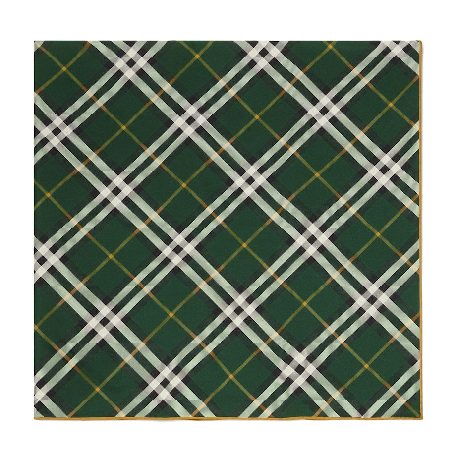 Green Silk Check Scarf