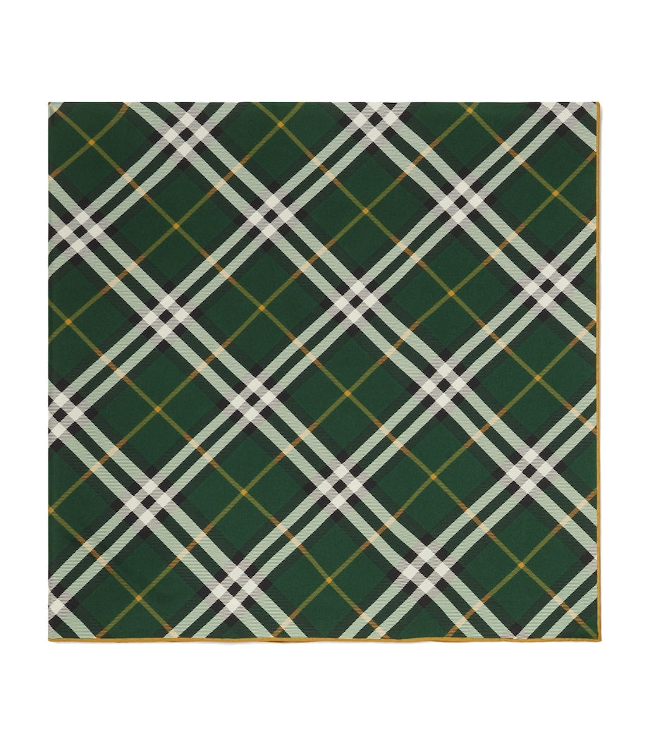 Green Silk Check Scarf