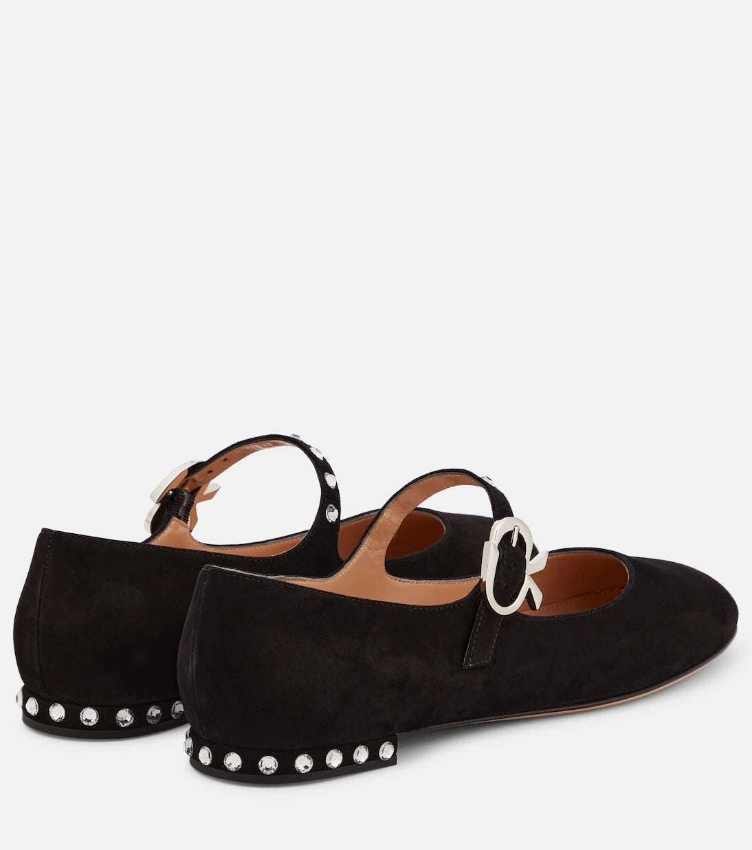 Gianvito Rossi - Crystal Mary Ribbon suede ballet flats
