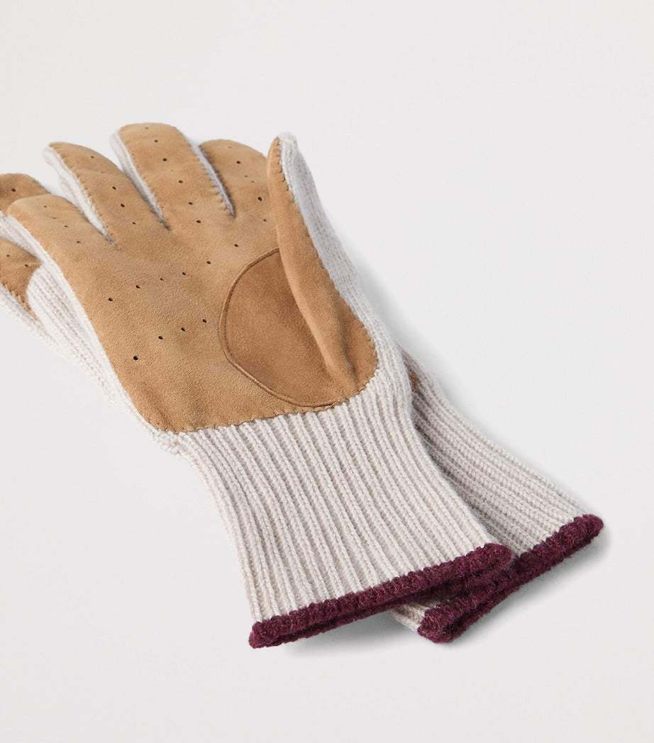 Cashmere Suede-Insert Gloves