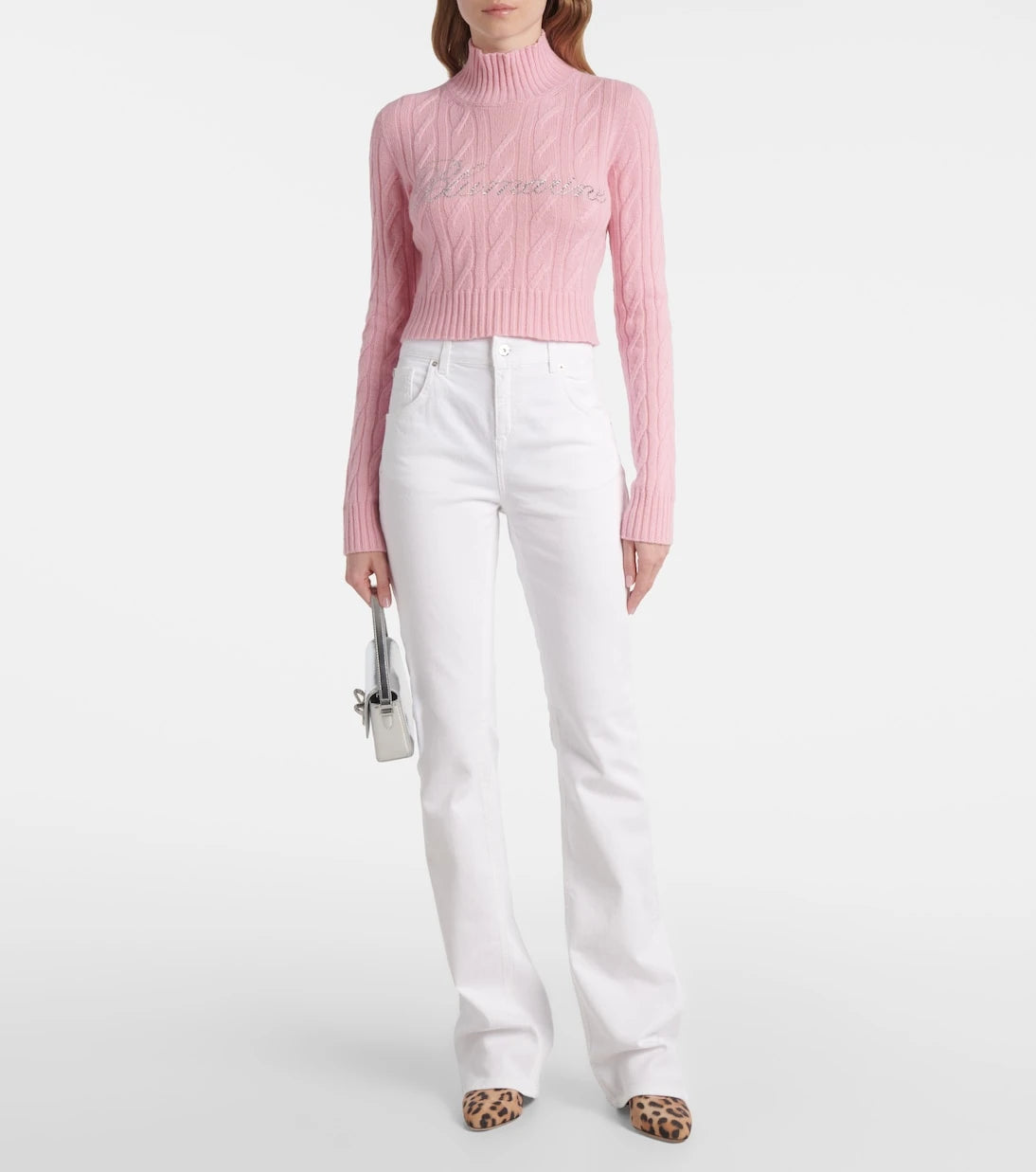 Blumarine - Chain-detail high-rise bootcut jeans