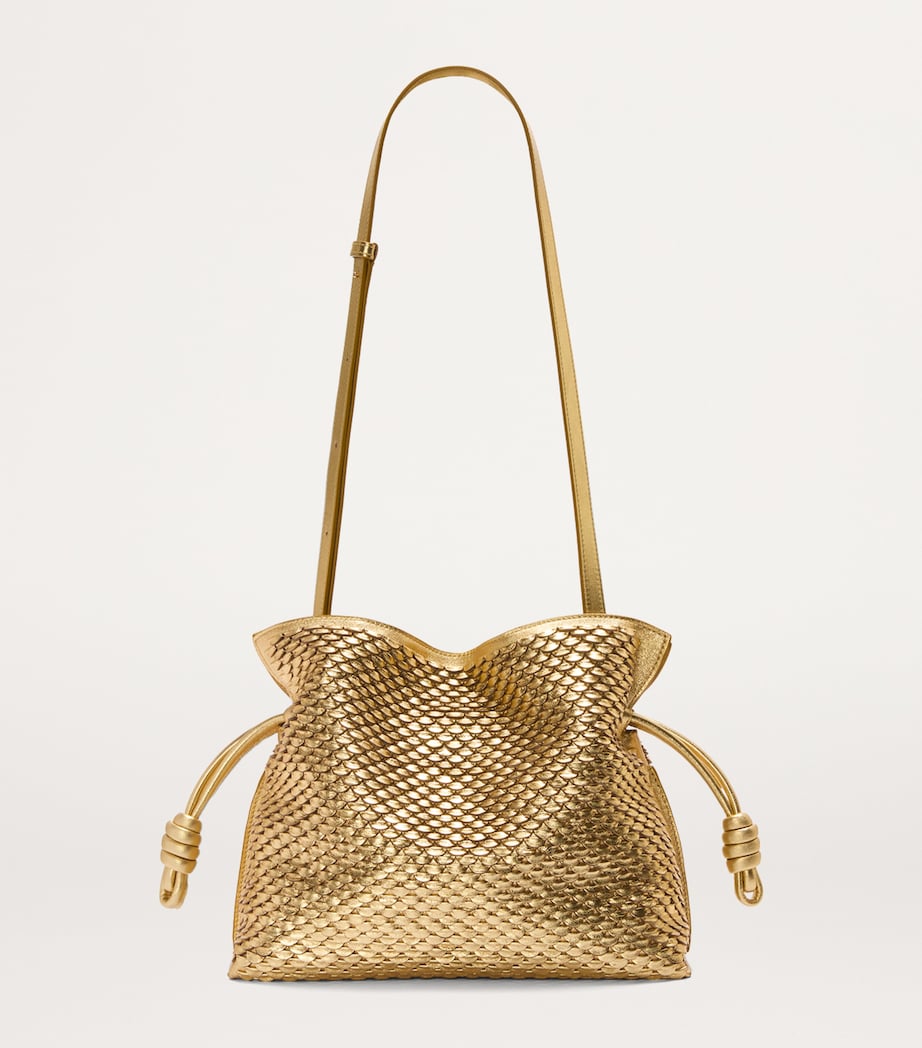 Gold Medium Leather Scales Flamenco Clutch