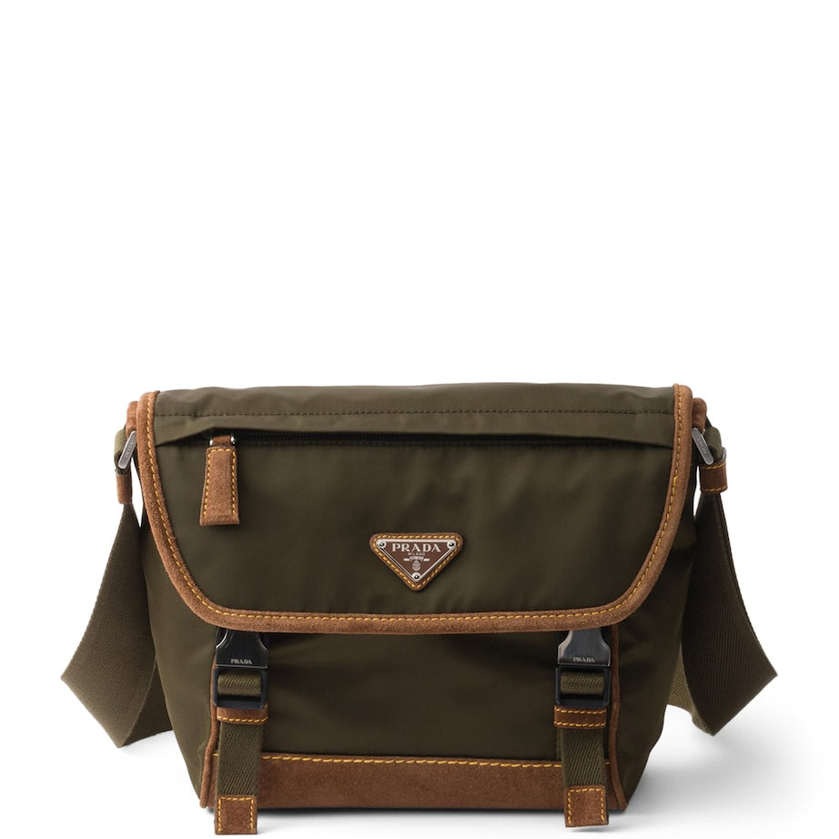 Prada Medium Leather and Re-Nylon Messenger Bag