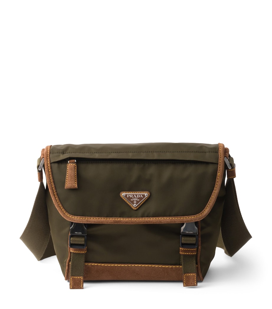 Prada Medium Leather and Re-Nylon Messenger Bag