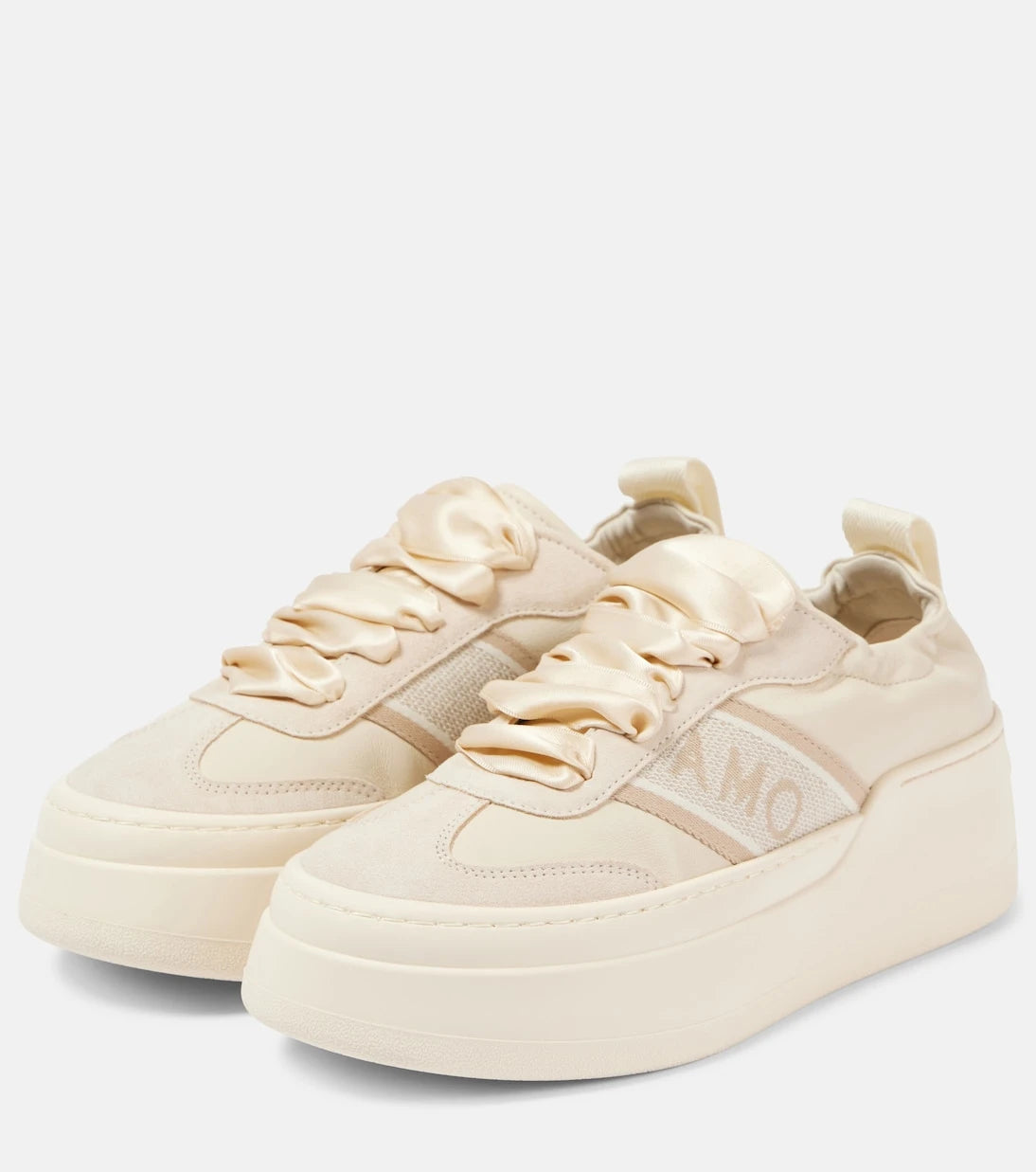 Ferragamo - Suede-trimmed leather platform sneakers