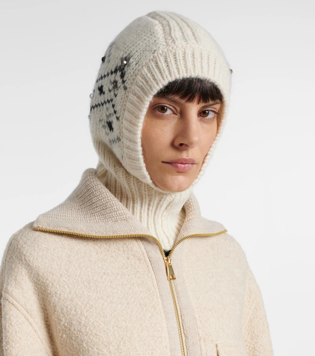Moncler - Embellished alpaca and wool-blend ski mask