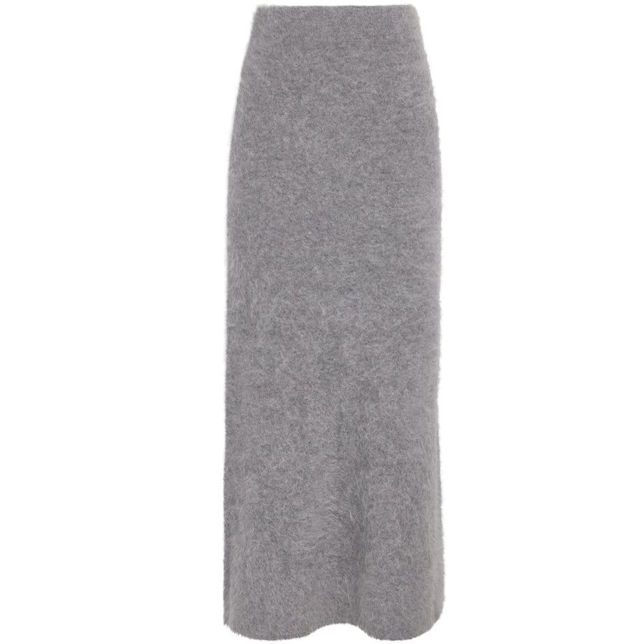 Grey Brushed Cashmere Umi Maxi Skirt