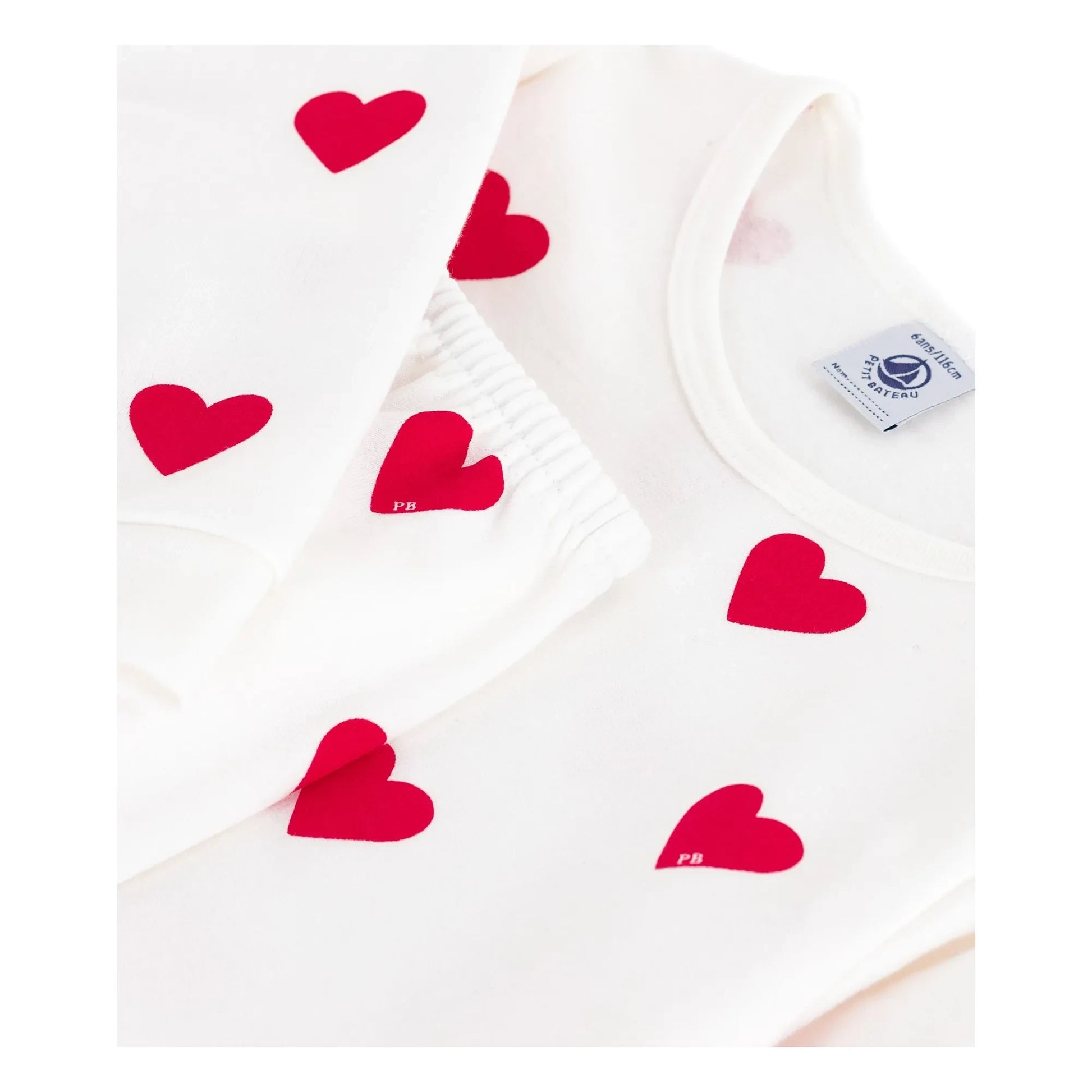 Petit Bateau - Fleece Pyjamas Hearts | Ecru