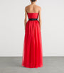 Givenchy Red Silk Strapless Maxi Dress