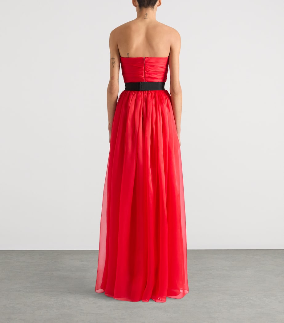 Givenchy Red Silk Strapless Maxi Dress