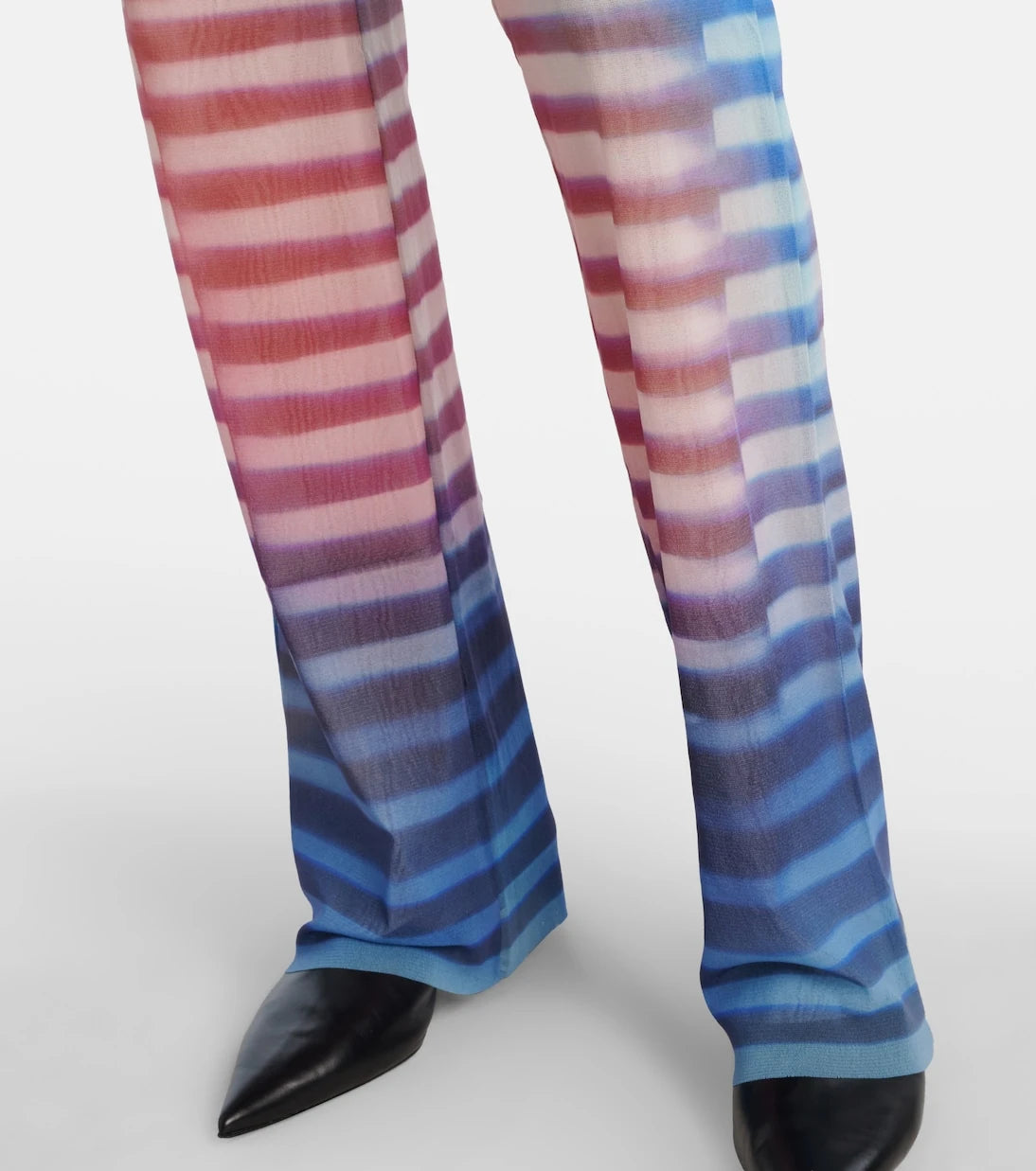 Jean Paul Gaultier - Printed striped mesh flared pants