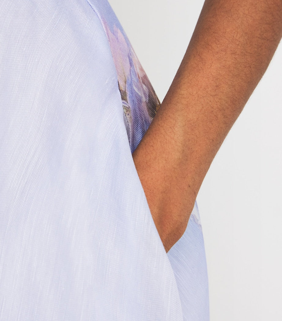 Purple Linen-Silk Hypnotic Picnic Midi Dress