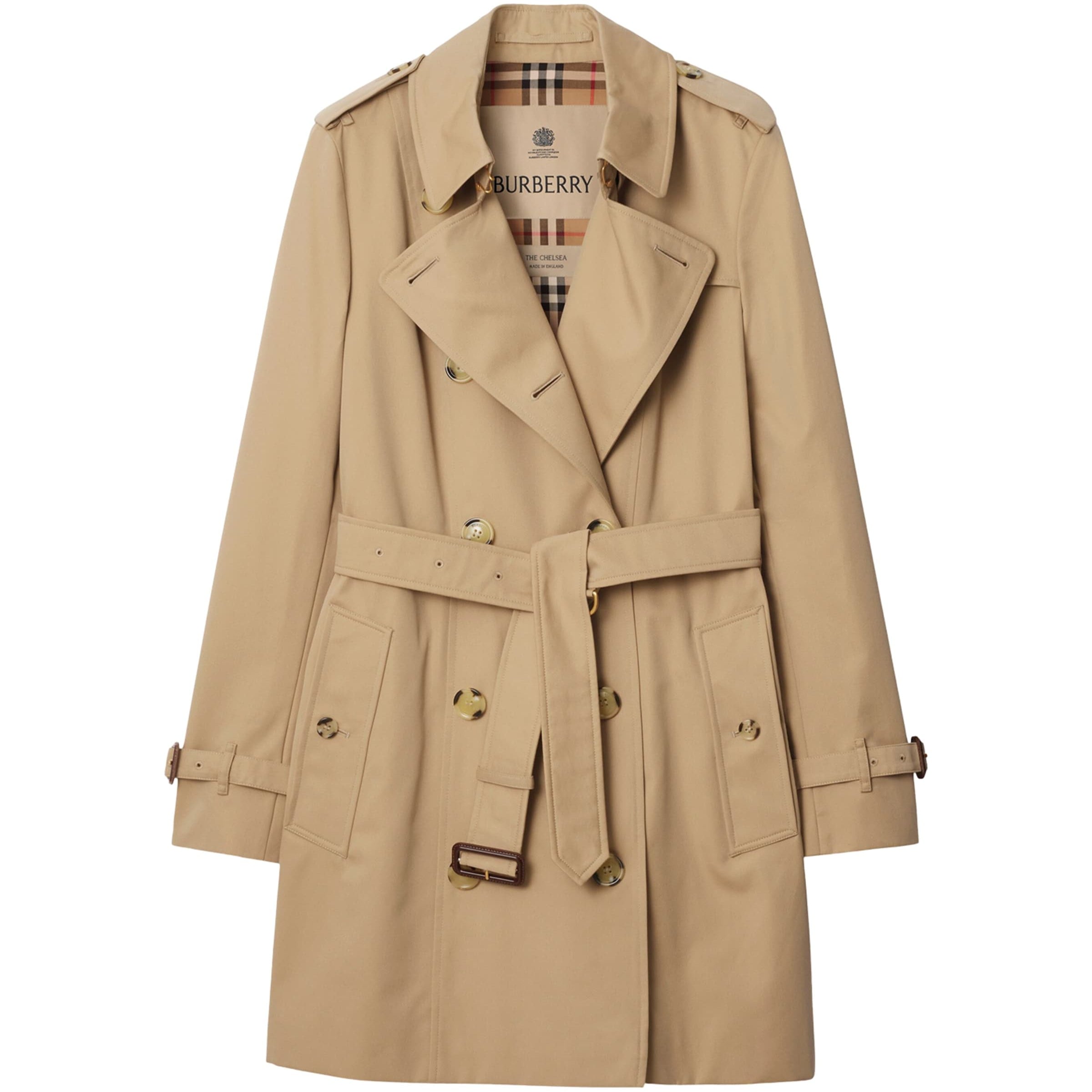 Burberry Beige Gabardine Short Chelsea Heritage Trench Coat