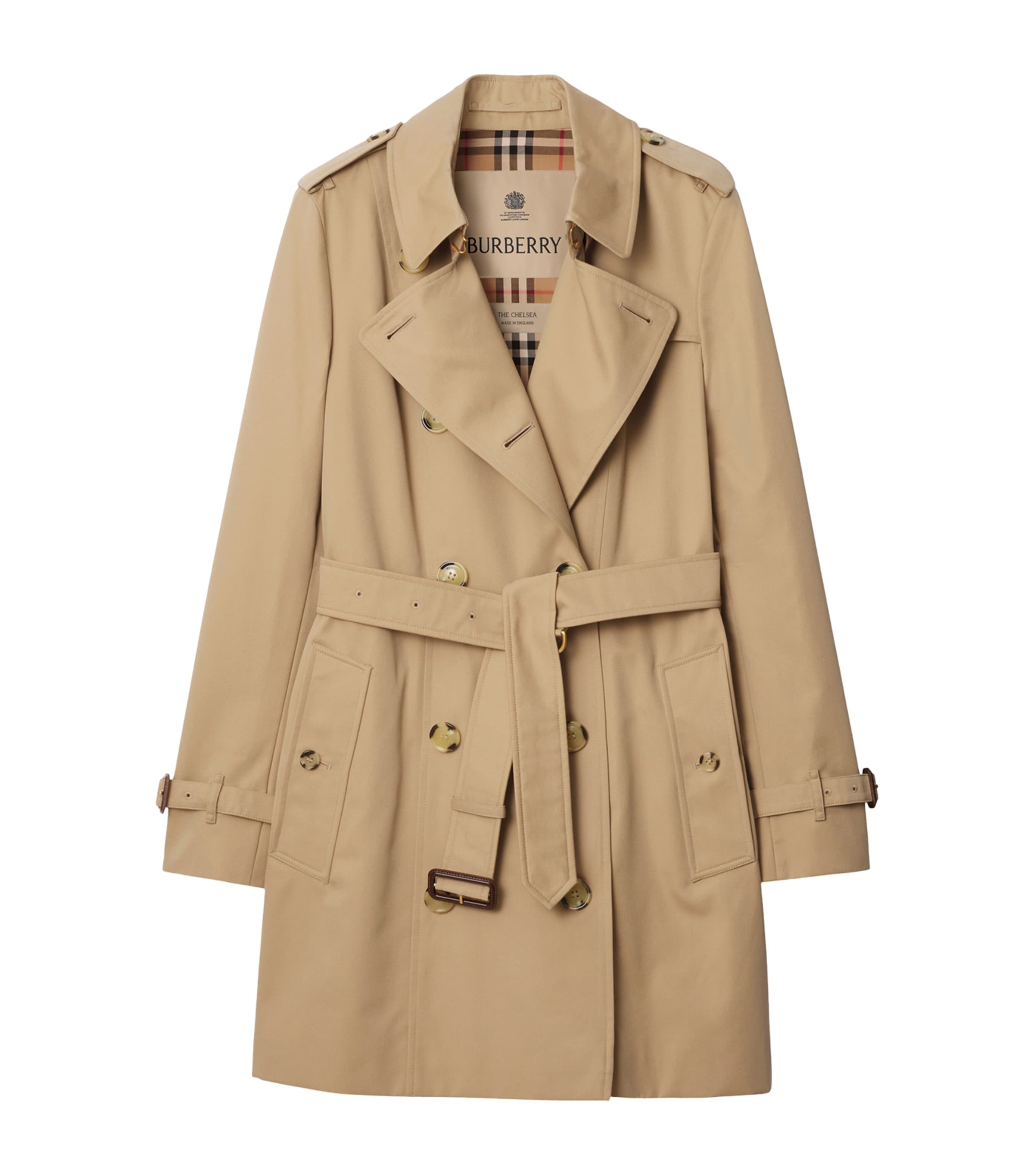 Burberry Beige Gabardine Short Chelsea Heritage Trench Coat