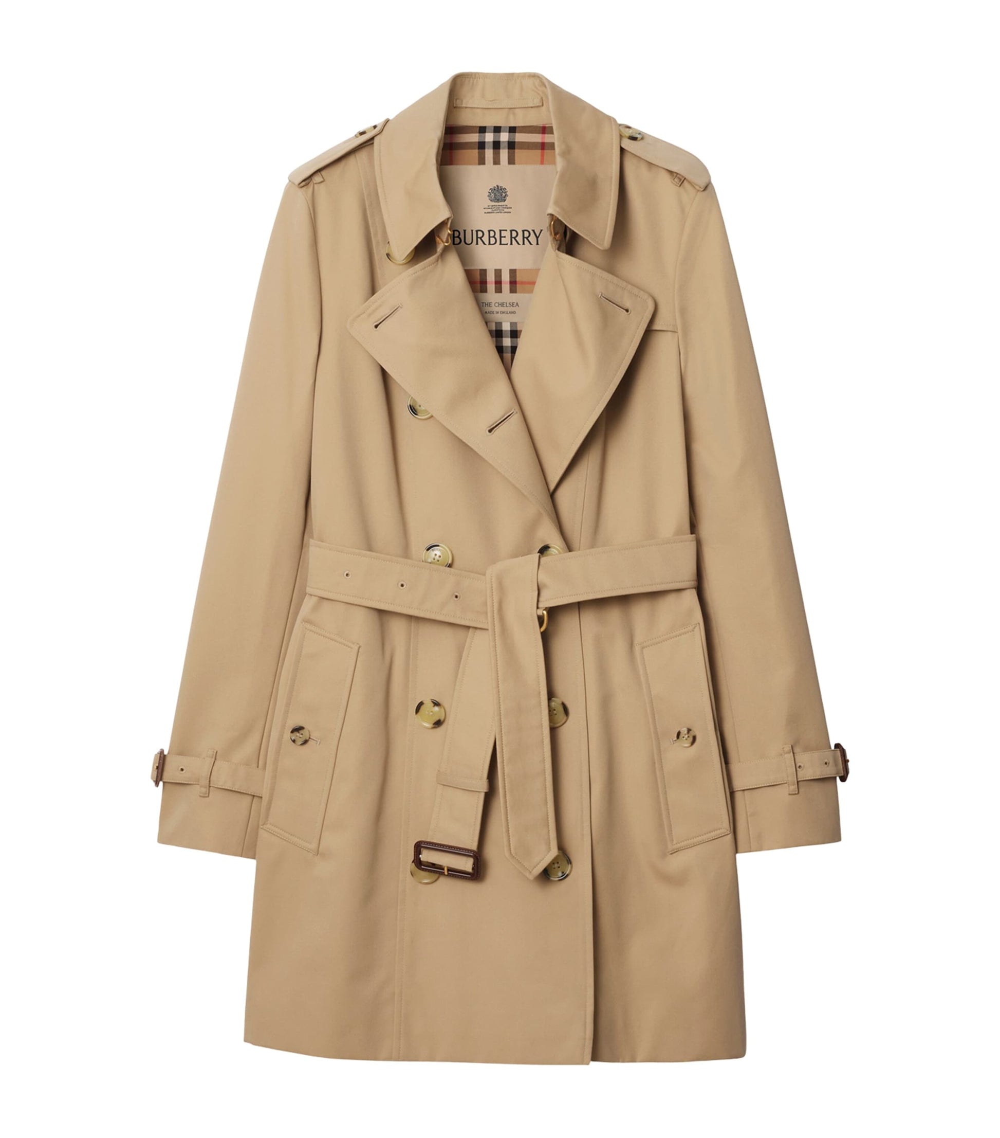 Burberry Beige Gabardine Short Chelsea Heritage Trench Coat