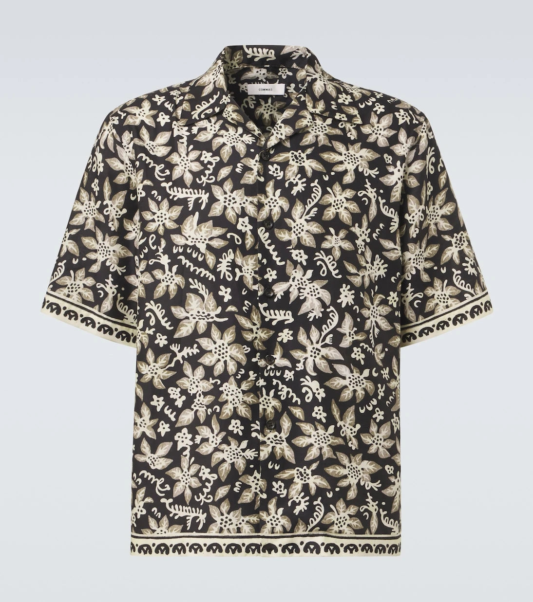 Commas - Printed cotton and silk bowling shirt