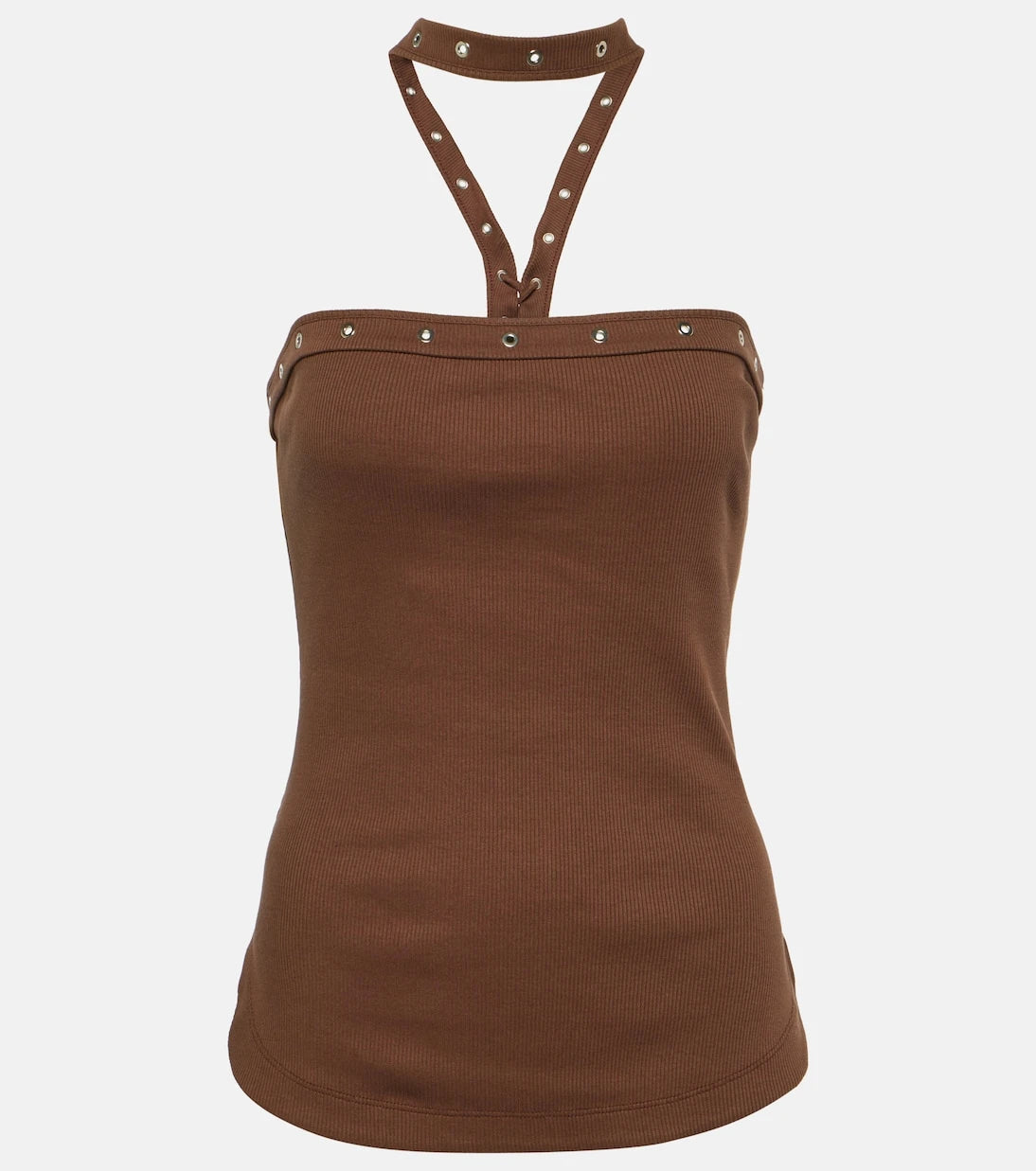 The Attico - Ribbed-knit halterneck jersey top