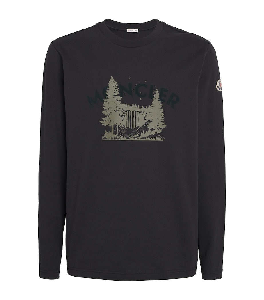 Moncler Organic Cotton Logo Long-Sleeve T-Shirt