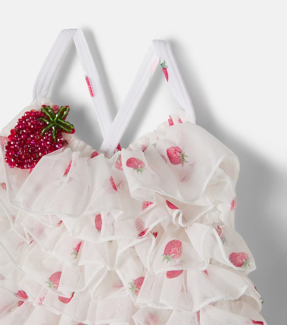Monnalisa - Baby beaded printed ruffled swimsuit