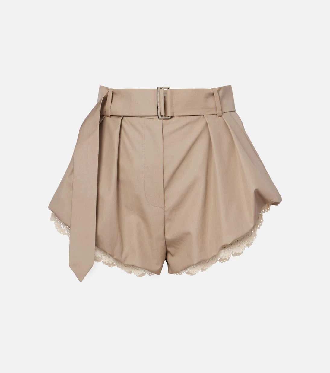 Magda Butrym - Belted crochet-trimmed cotton micro shorts