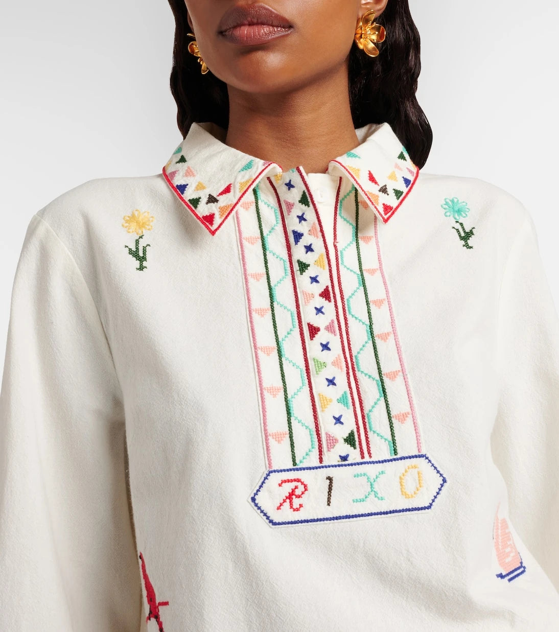 Rixo - Ludmilla embroidered cotton top