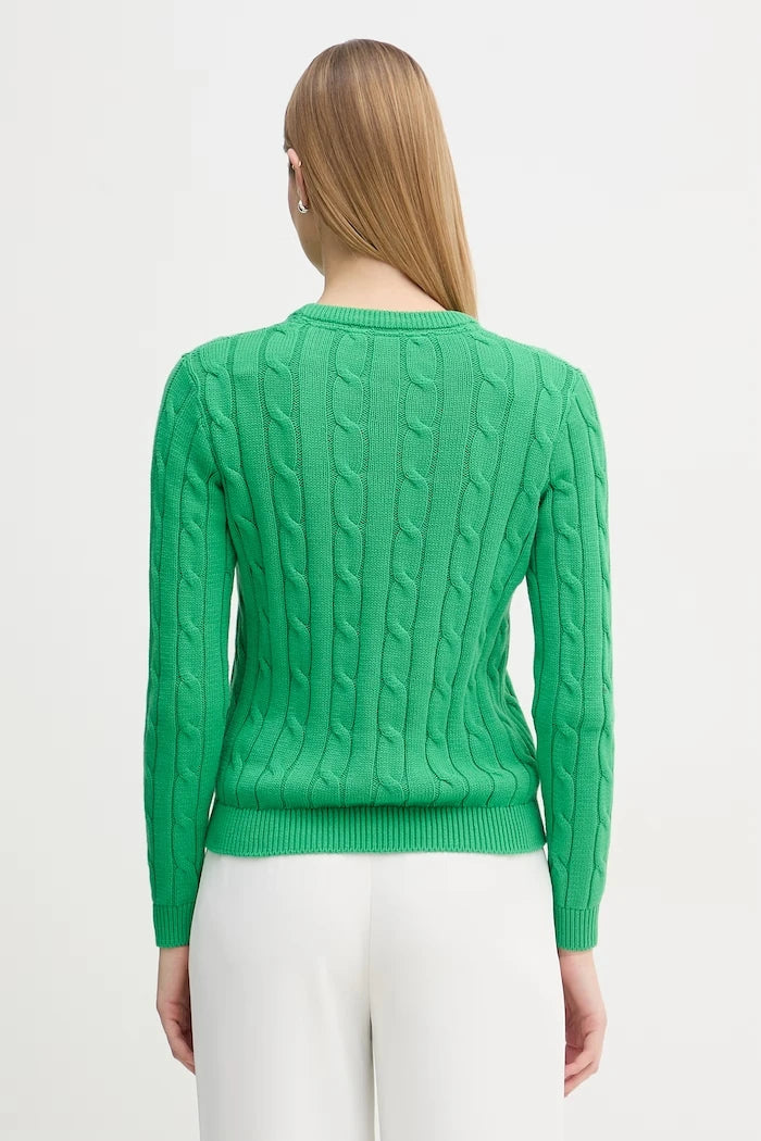 U.S. Polo Assn. пуловер дамски от памук CREW NECK CABLE